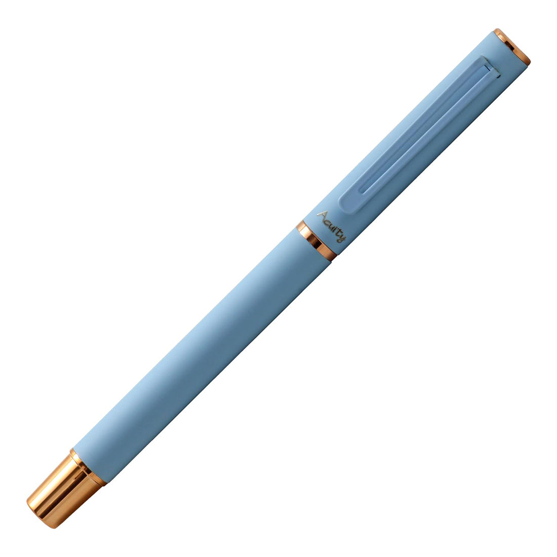 Acuity Roller Gel Pen - Matte Finish Pastel Blue Metal Body with Rose Gold Accessories - It Comes in a Pouch - 50025