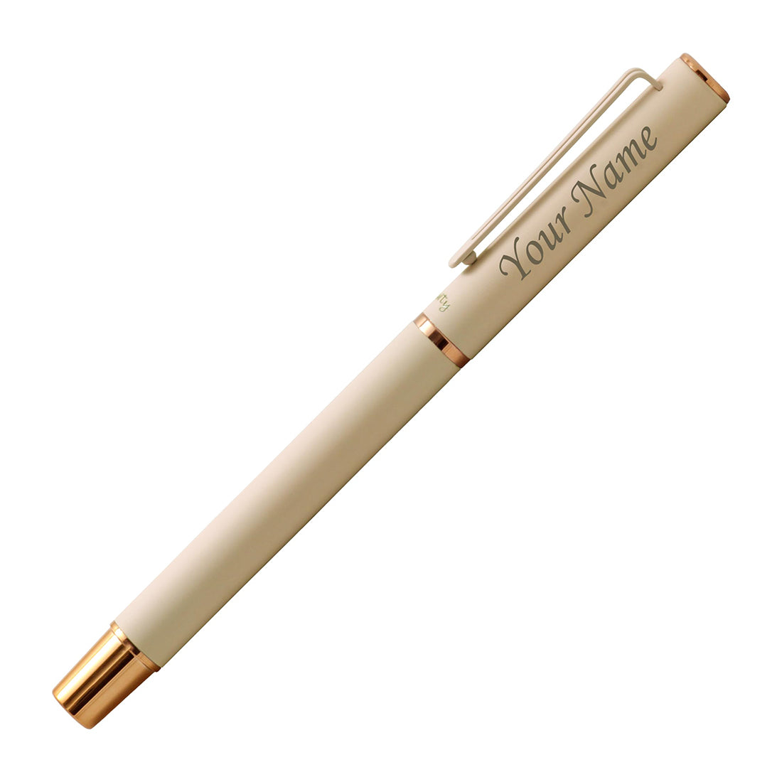 Acuity Roller Gel Pen - Matte Finish Ivory Colour Metal Body with Rose Gold Accessories - It Comes in a Pouch - 50025