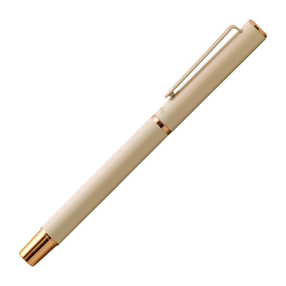 Acuity Roller Gel Pen - Matte Finish Ivory Colour Metal Body with Rose Gold Accessories - It Comes in a Pouch - 50025