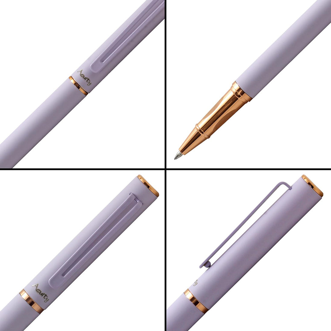 Acuity Roller Gel Pen - Matte Finish Pastel Purple Metal Body with Rose Gold Accessories - It Comes in a Pouch - 50025
