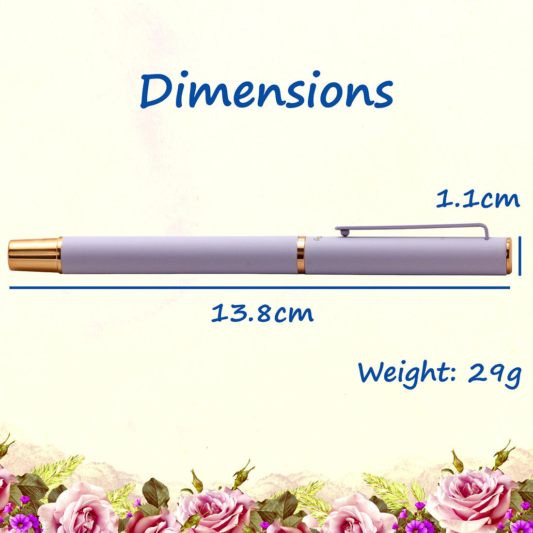 Acuity Roller Gel Pen - Matte Finish Pastel Purple Metal Body with Rose Gold Accessories - It Comes in a Pouch - 50025