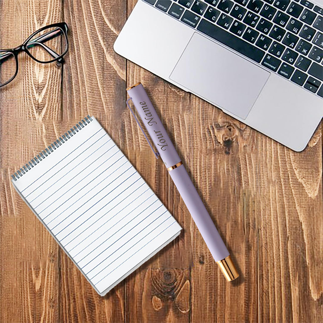 Acuity Roller Gel Pen - Matte Finish Pastel Purple Metal Body with Rose Gold Accessories - It Comes in a Pouch - 50025