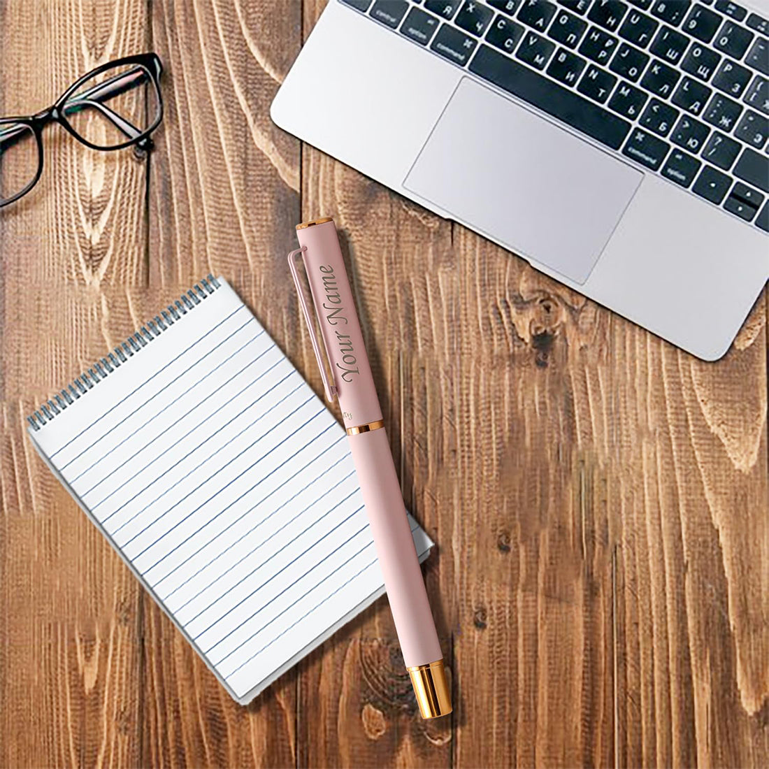 Acuity Roller Gel Pen - Matte Finish Pastel Pink Metal Body with Rose Gold Accessories - It Comes in a Pouch - 50025