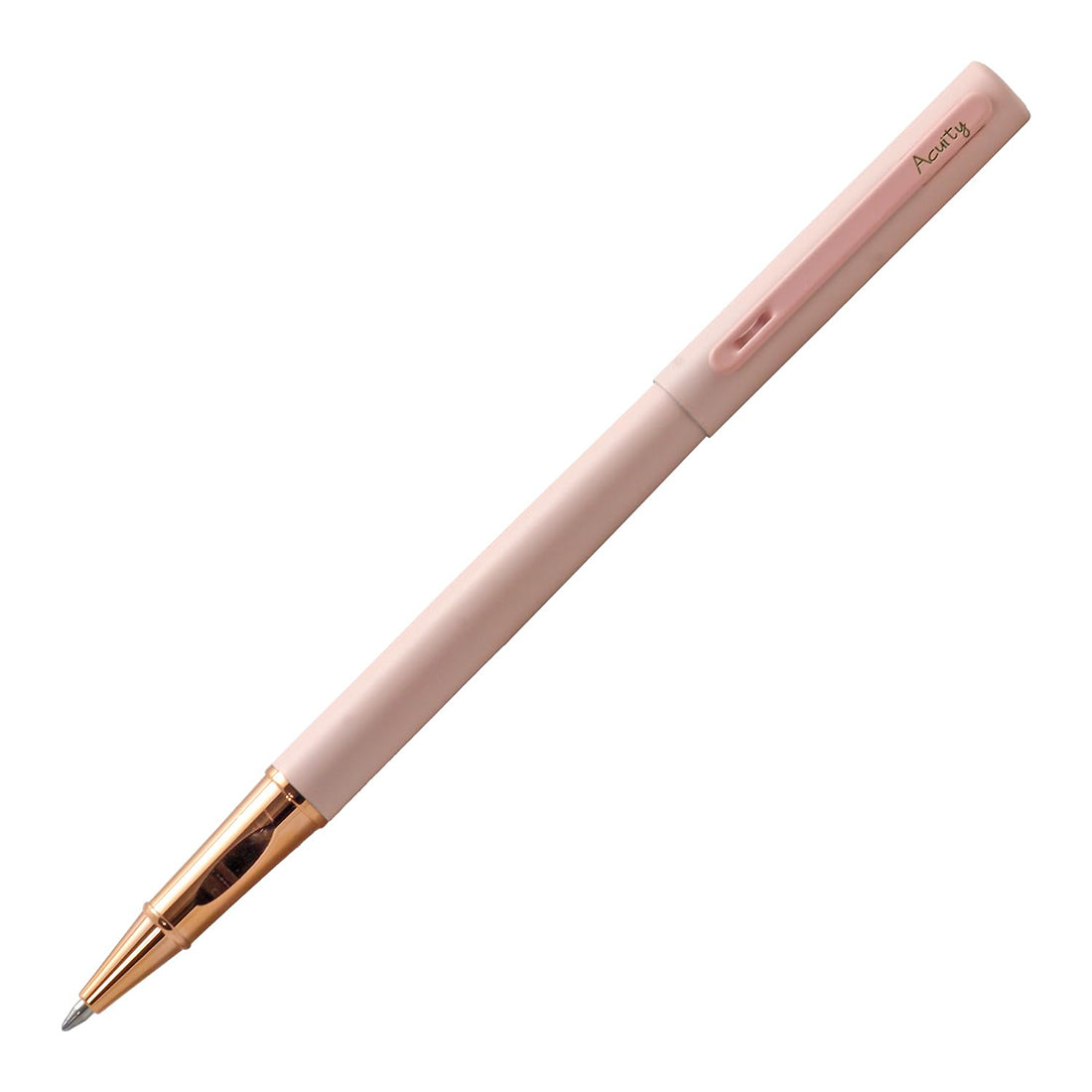 Acuity Roller Gel Pen - Matte Finish Pastel Pink Metal Body with Rose Gold Grip - It Comes in a Pouch - 50029