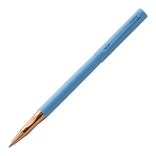 Acuity Roller Gel Pen - Matte Finish Blue Metal Body with Rose Gold Grip - It Comes in a Pouch - 50029