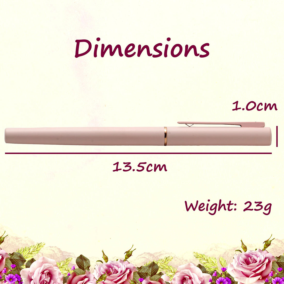 Acuity Roller Gel Pen - Matte Finish Pastel Pink Metal Body with Rose Gold Grip - It Comes in a Pouch - 50029