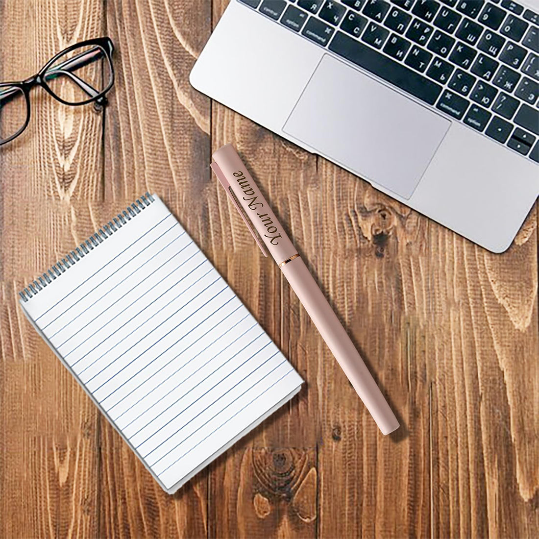 Acuity Roller Gel Pen - Matte Finish Pastel Pink Metal Body with Rose Gold Grip - It Comes in a Pouch - 50029