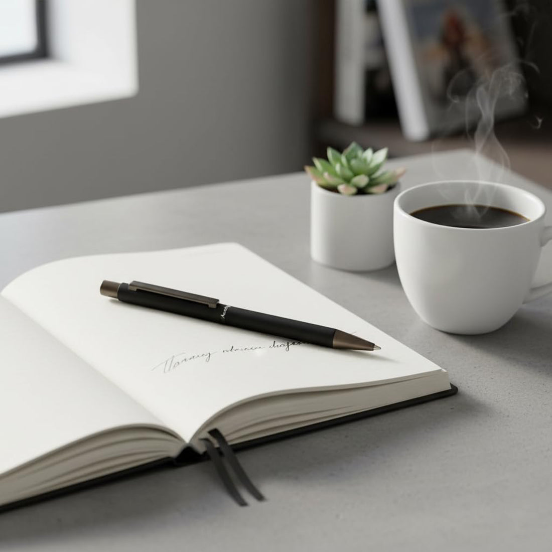 Acuity Ball Point Pen | Black Soft Matte Metal Body - Blue Ink - It Comes in a Pouch - 50031