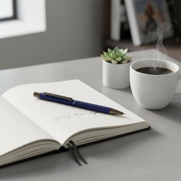 Acuity Ball Point Pen | Blue Soft Matte Metal Body - Blue Ink - It Comes in a Pouch - 50031