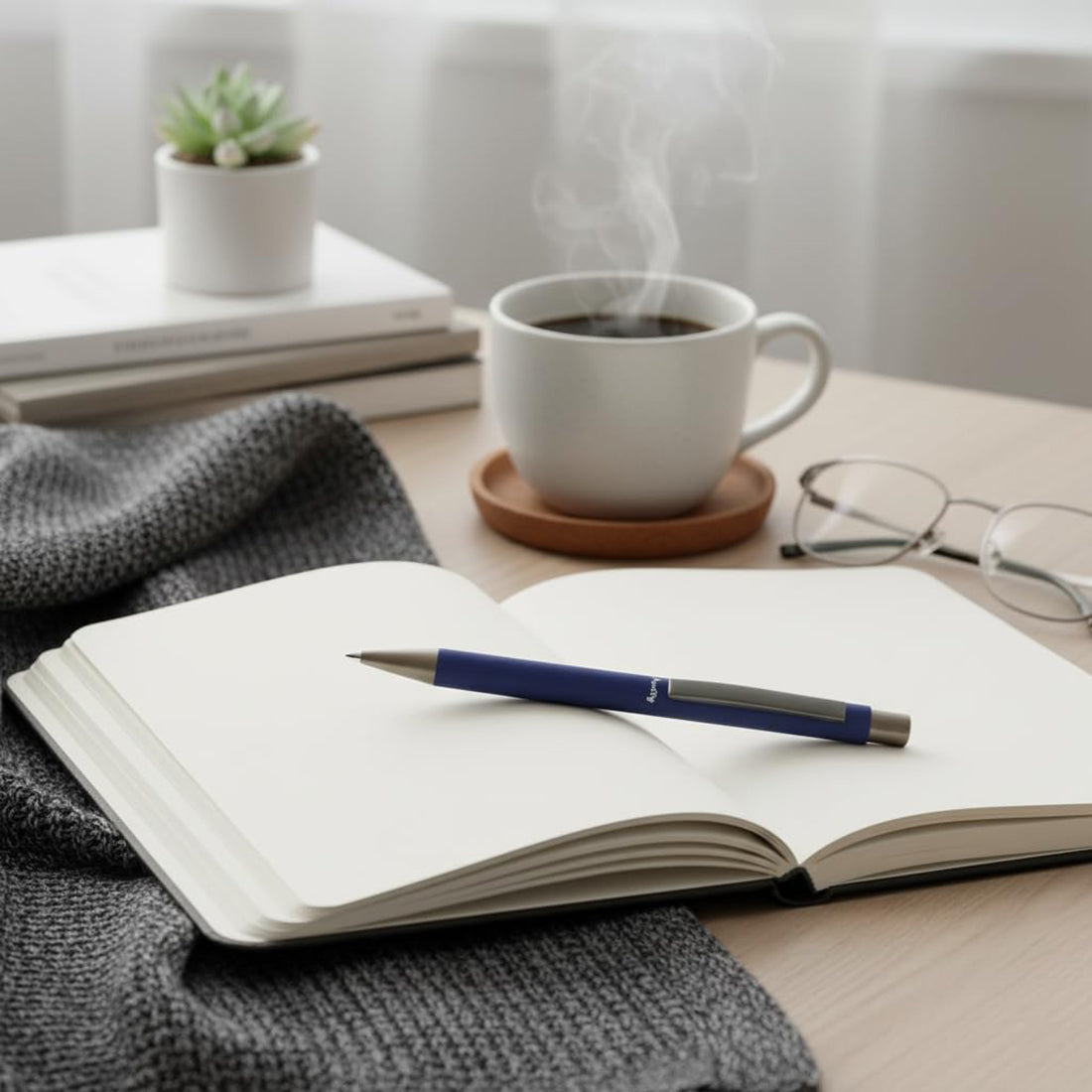 Acuity Ball Point Pen | Blue Soft Matte Metal Body - Blue Ink - It Comes in a Pouch - 50031