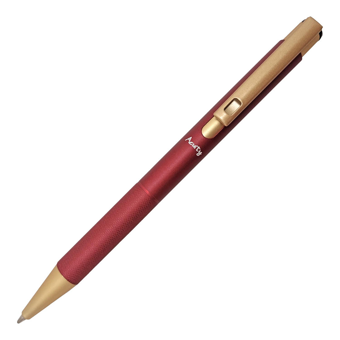 Acuity Ball Point Pen | Red Shimmer Metal Body & Golden Clip - Blue Ink - It Comes in a Pouch - 50032