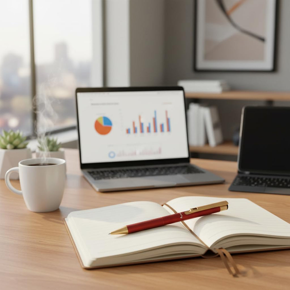 Acuity Ball Point Pen | Red Shimmer Metal Body & Golden Clip - Blue Ink - It Comes in a Pouch - 50032