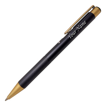 Acuity Ball Point Pen | Black Metal Body & Golden Clip - Blue Ink - It Comes in a Pouch - 50032