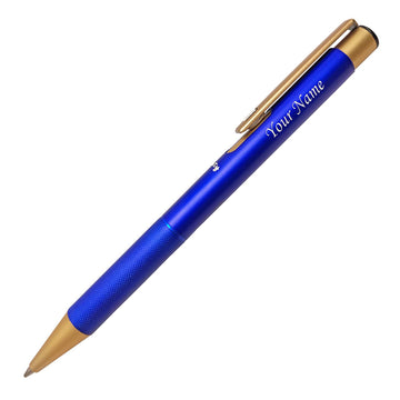 Acuity Ball Point Pen | Blue Shimmer Metal Body & Golden Clip - Blue Ink - It Comes in a Pouch - 50032