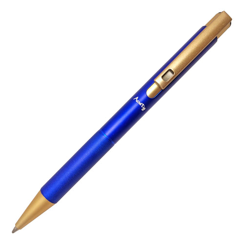 Acuity Ball Point Pen | Blue Shimmer Metal Body & Golden Clip - Blue Ink - It Comes in a Pouch - 50032