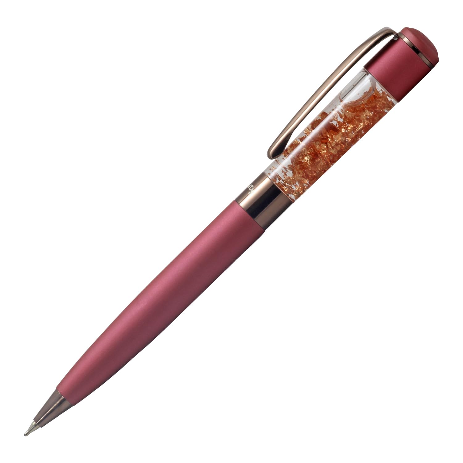 Acuity Ball Point Pen - Metal Body with Matte Red Finish, Shimmering Flakes Infused Barrel and Rose Gold Accessories - It Comes in a Pouch - 50034