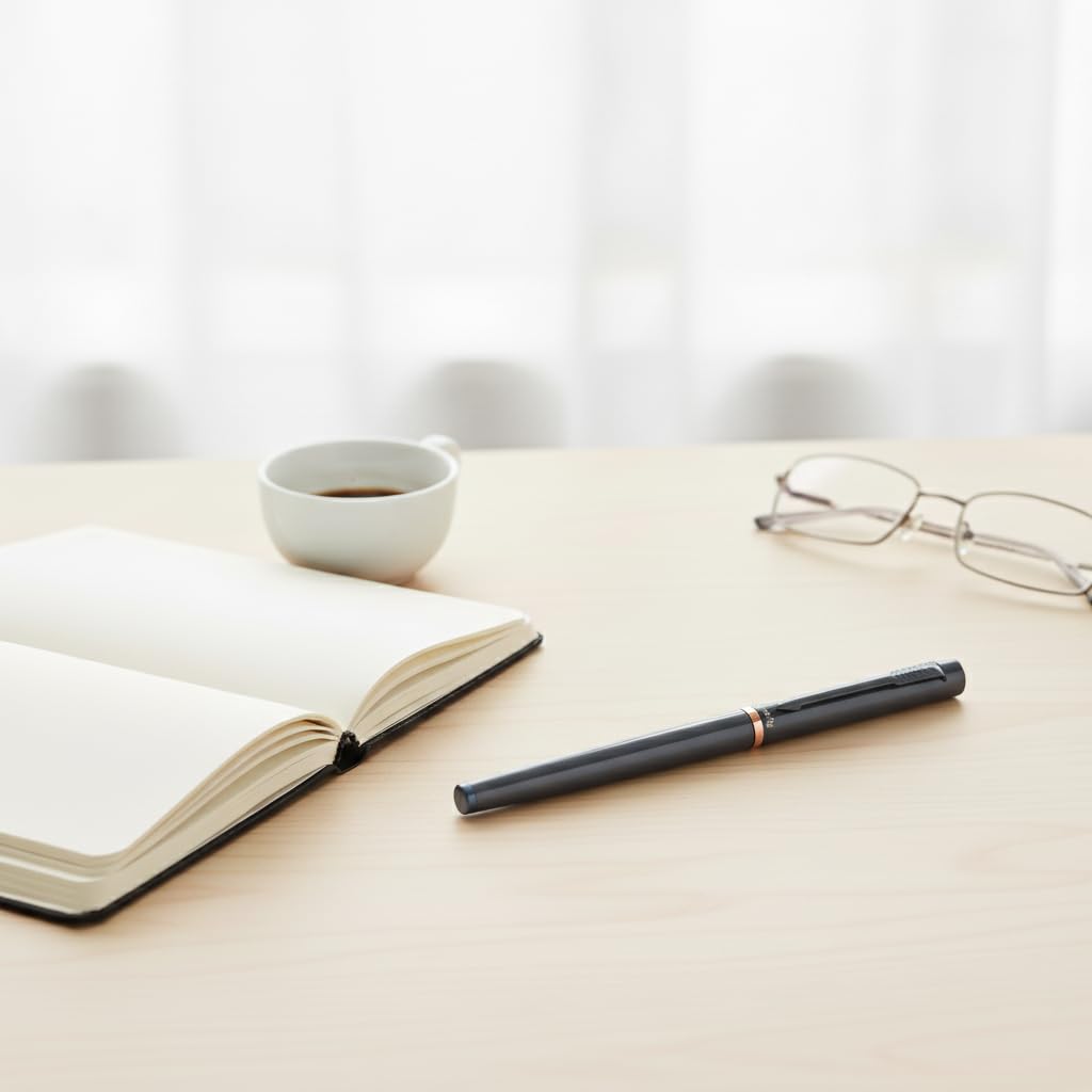 Acuity Roller Gel Pen - Metal Body with Glossy Finish and Rose Gold Accessories - It Comes in a Pouch - 50036