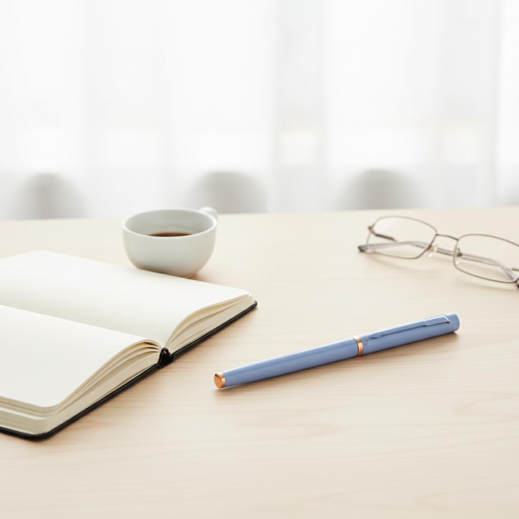 Acuity Roller Gel Pen - Metal Body with Glossy Finish and Rose Gold Accessories - It Comes in a Pouch - 50036