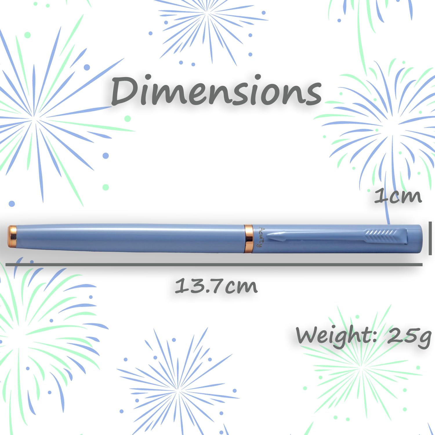 Acuity Roller Gel Pen - Metal Body with Glossy Finish and Rose Gold Accessories - It Comes in a Pouch - 50036