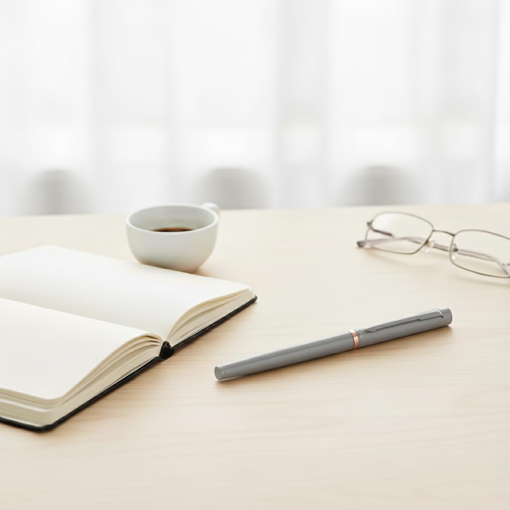 Acuity Roller Gel Pen - Metal Body with Glossy Finish and Rose Gold Accessories - It Comes in a Pouch - 50036