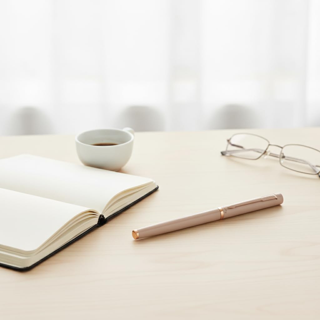 Acuity Roller Gel Pen - Metal Body with Glossy Finish and Rose Gold Accessories - It Comes in a Pouch - 50036