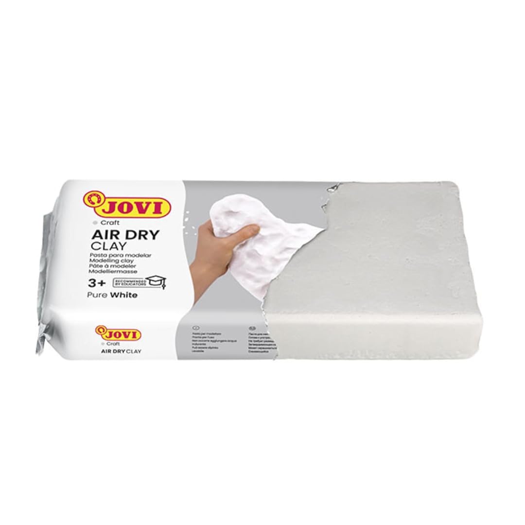 Jovi European Air-Dry Modeling Pure White Clay 2 Packets - Each Pack of 500 Grams for Sculpting Pottery Art & Craft Handicraft Educational Purpose Fine Motor Skills