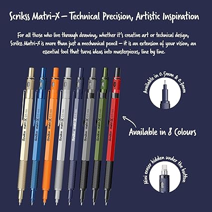 Scrikss | Matri-X | Mechanical Pencil | Dark Blue-0.5mm
