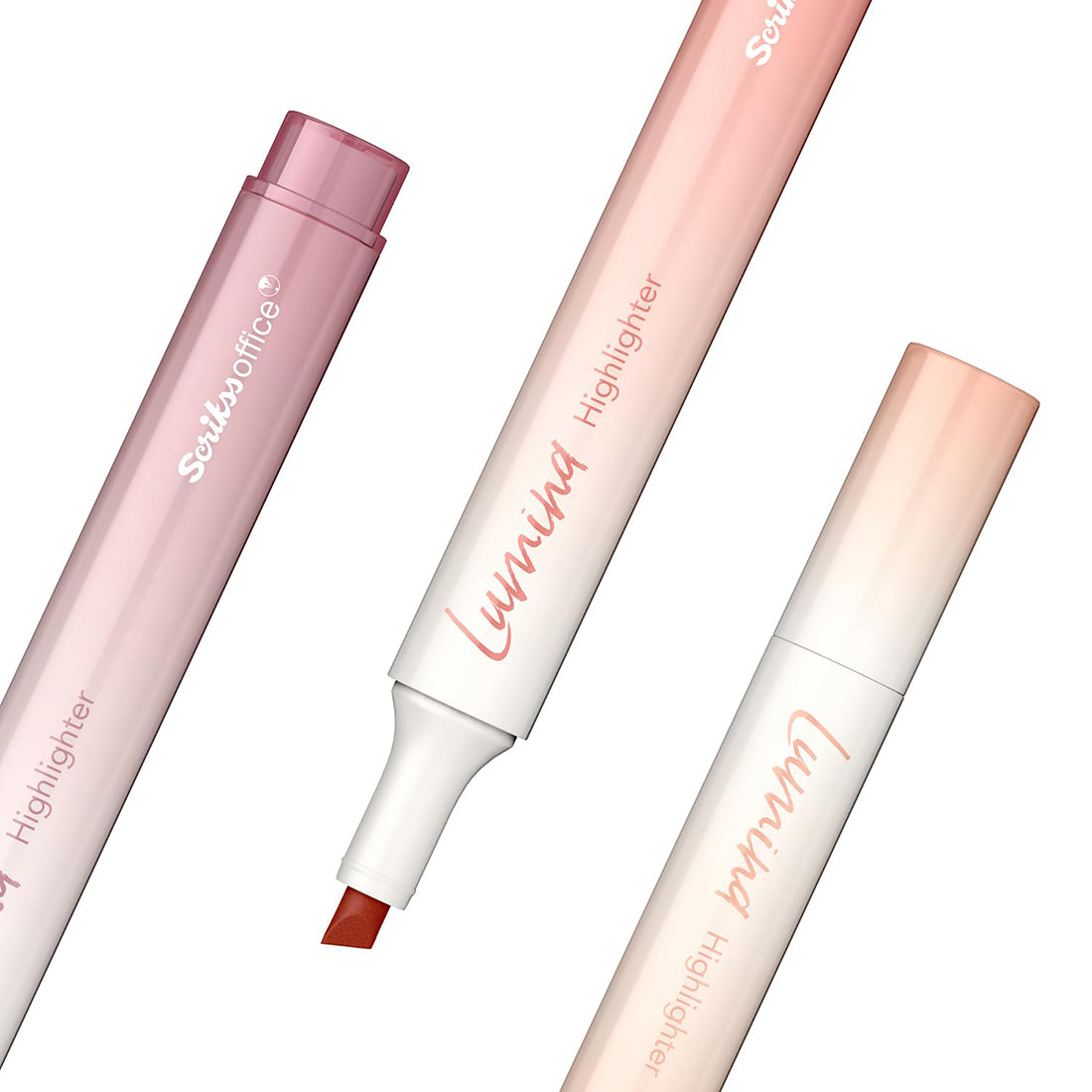 Scrikss Lumina Highlighter Pen for Highlighting Calligraphy Journaling Note Taking | Lotus Pink Pastel Shades | Set of 4 | Chisel Tip | Quick-Drying Ink | Water-Based Ink