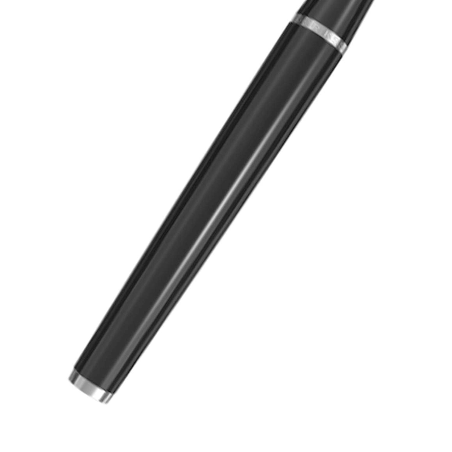 Scrikss Metropolis 78 Black Fountain Ink Pen With Medium Size Nib,Stainless Steel Cap, Chrome Trims, Mounted Converter