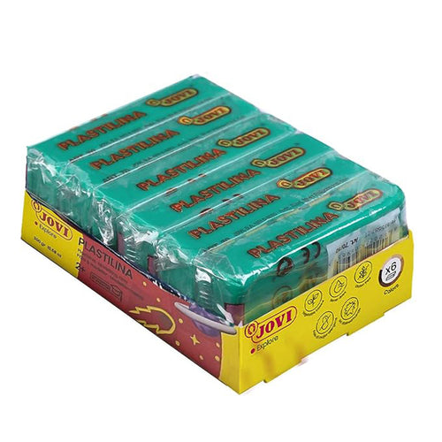 Jovi Plastilina Light Green Non-Drying Modelling Clay for Art & Craft, Pack of 6 Bars - 50gms Each for Fine Motor Skills, Moulding, Pottery Sculpting Project Work with Dough