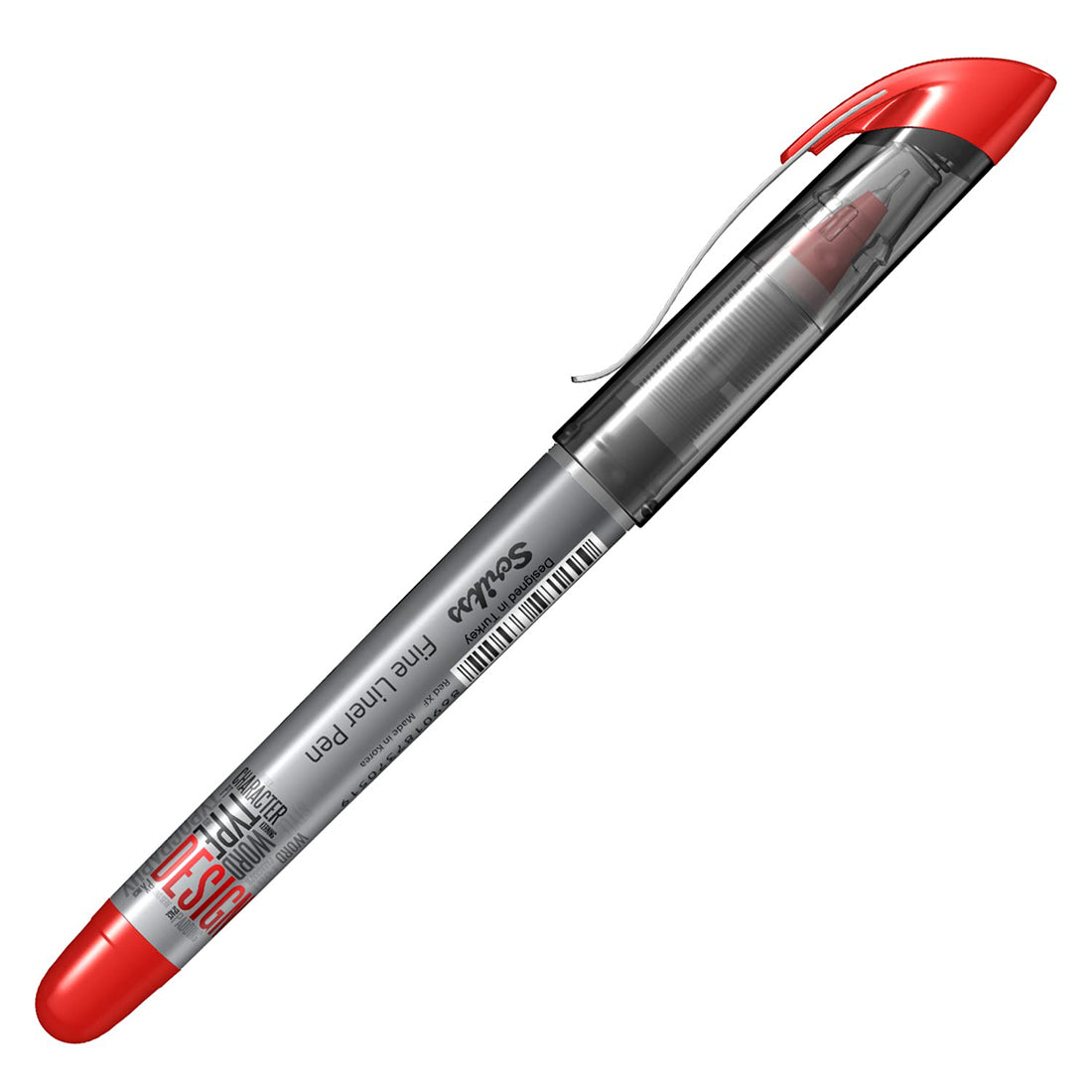 Scrikss Office 0.3 mm Fine Liner Pen - Fast Drying Water Based Ink, Chrome Plated Tip - FL68 Set of 3 (Red)