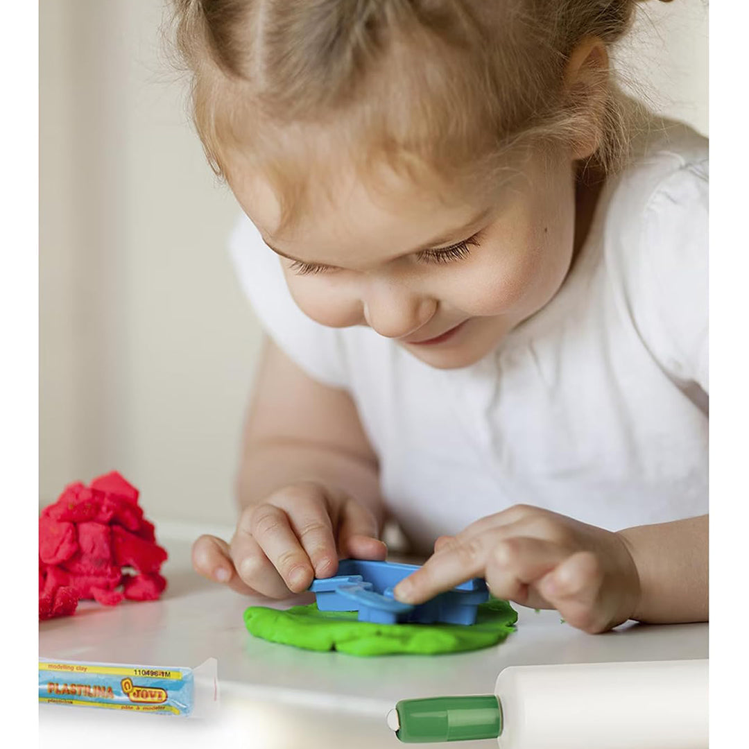 Jovi Plastilina 6 Color Bars of Reusable Non-Drying Clay 3 Cutters 3 Tools 1 Sheet for Motor Skills