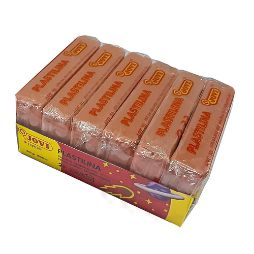 Jovi Plastilina Flesh Non-Drying Modelling Clay for Art & Craft Pack of 6 Bars - 50gms Each Non-Toxic Gluten Free Fine Motor Skills, Moulding, Pottery Sculpting Project Work with Dough