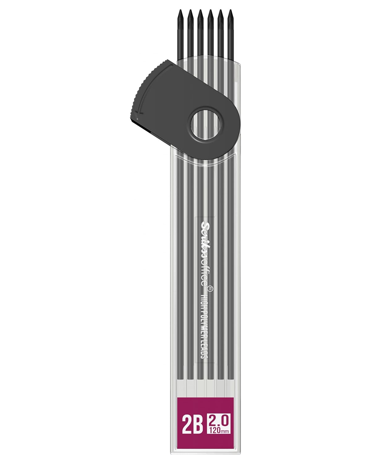 Scrikss 2.0mm Mechanical Clutch Lead Pen Pencil Satin Chrome Body Graph-X Series Mini Removable Sharpener Includes 12 Leads 2B