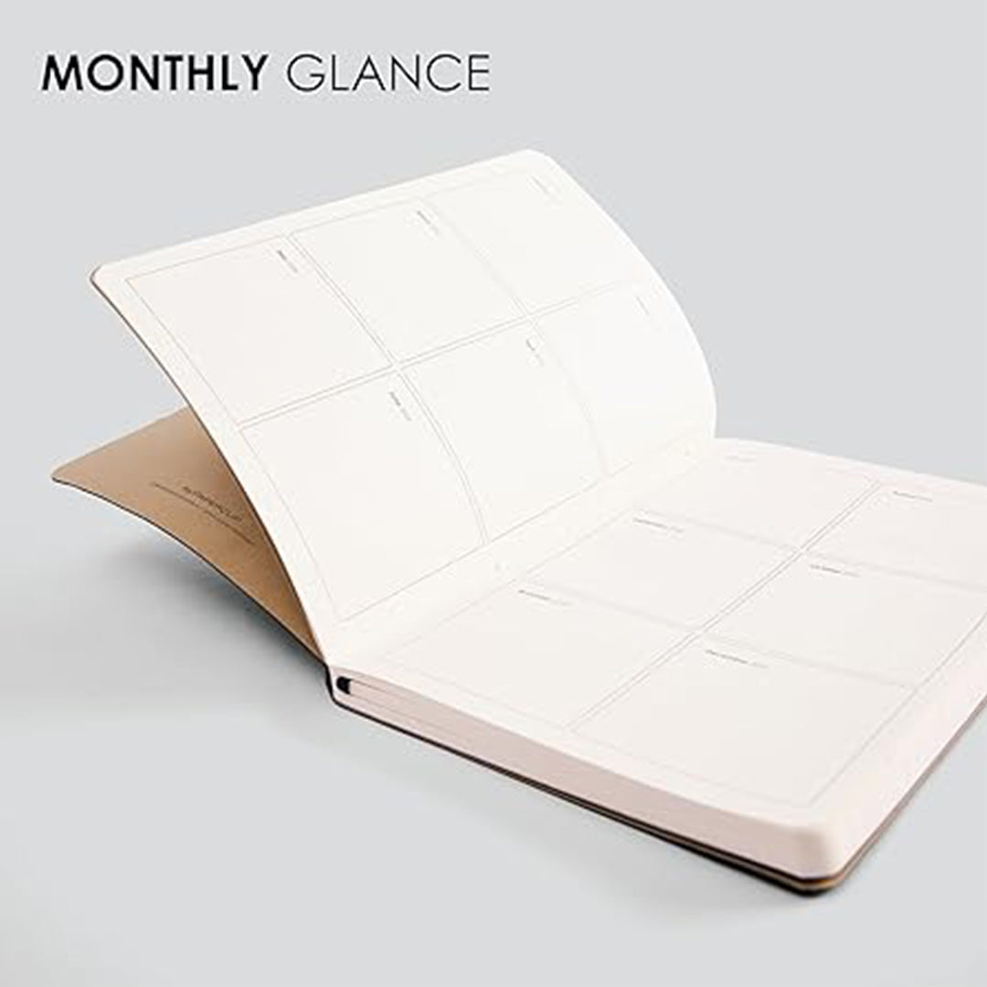 myPAPERCLIP 2026 Daily Planner M2 | Medium Size | L.Brown | Italian Vegan Leather Cover | 384 Pages, 80 GSM | Light Brown