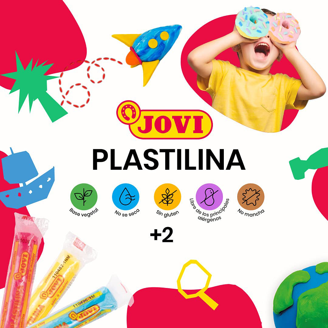 Jovi Plastilina Shades of Skin Colour Multicultural Non-Drying Modelling Clay for Art & Craft, Pack of 6 Bars - 50gms Each for Fine Motor Skills Moulding Pottery Sculpting with Dough