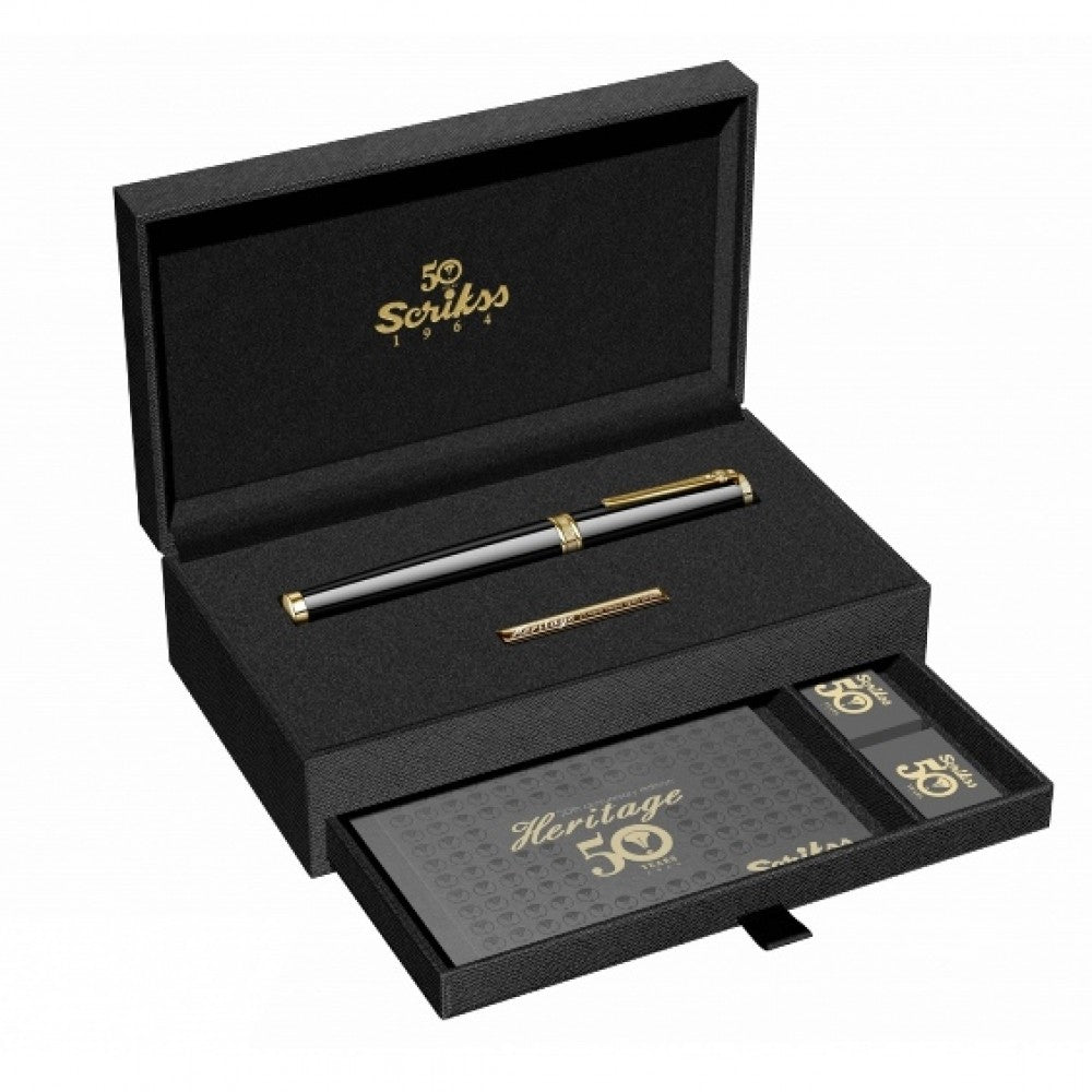 Scrikss Heritage 23k Gold Plated Rollerball Pen | Glossy Black
