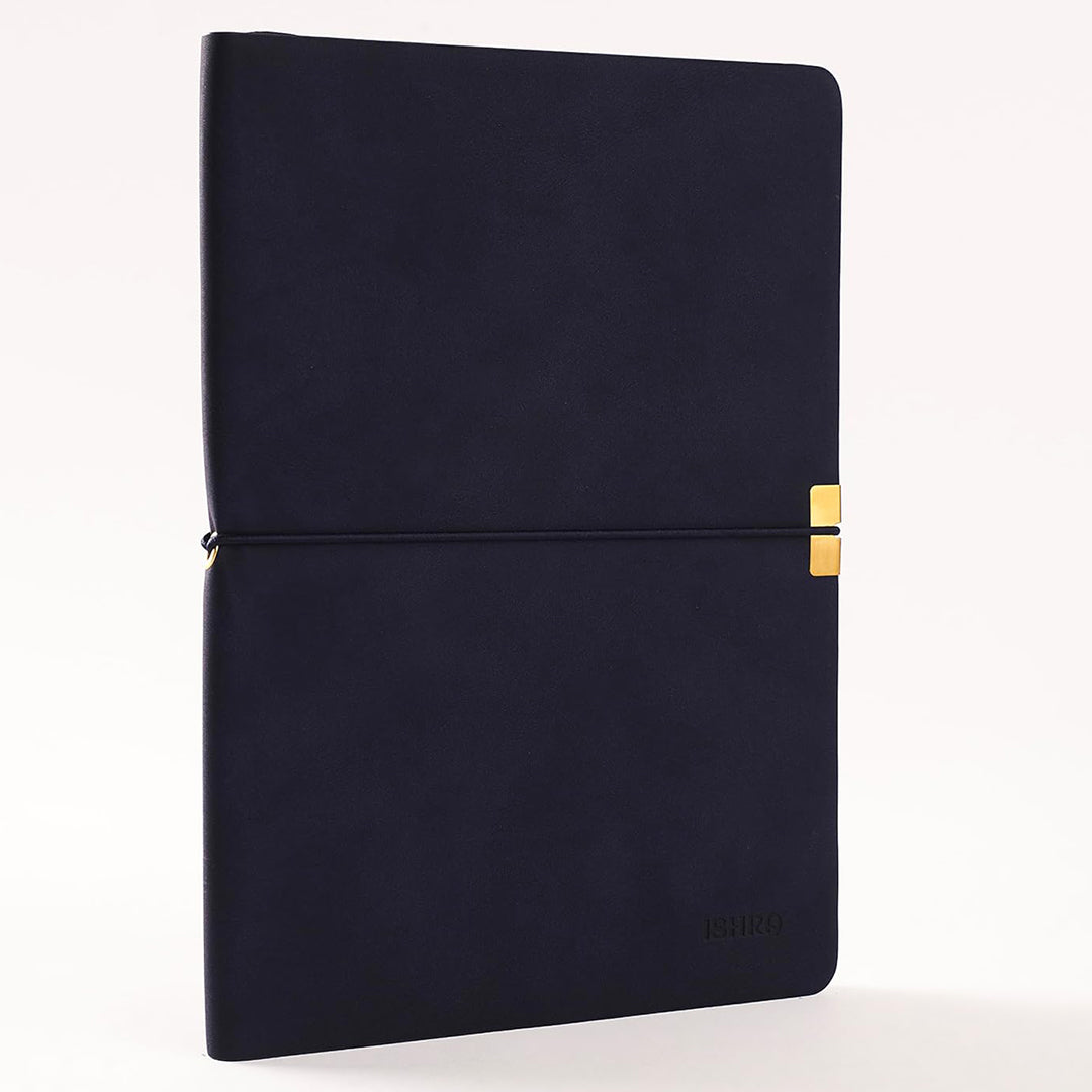 ISHRA A5 Size Ruled Notebook | Ideal Note Book Journal Diary for Work Office Writing Journaling Note Taking Travel | Navy Blue Soft Cover| 172 Pages | 80gsm | Fountain Pen Friendly Paper