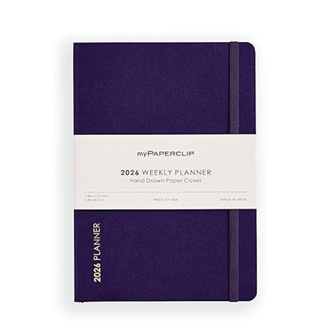 myPAPERCLIP 2026 Weekly Planner | A5 Size | Soft Cover | 192 Pages, 80 GSM | Aubergine