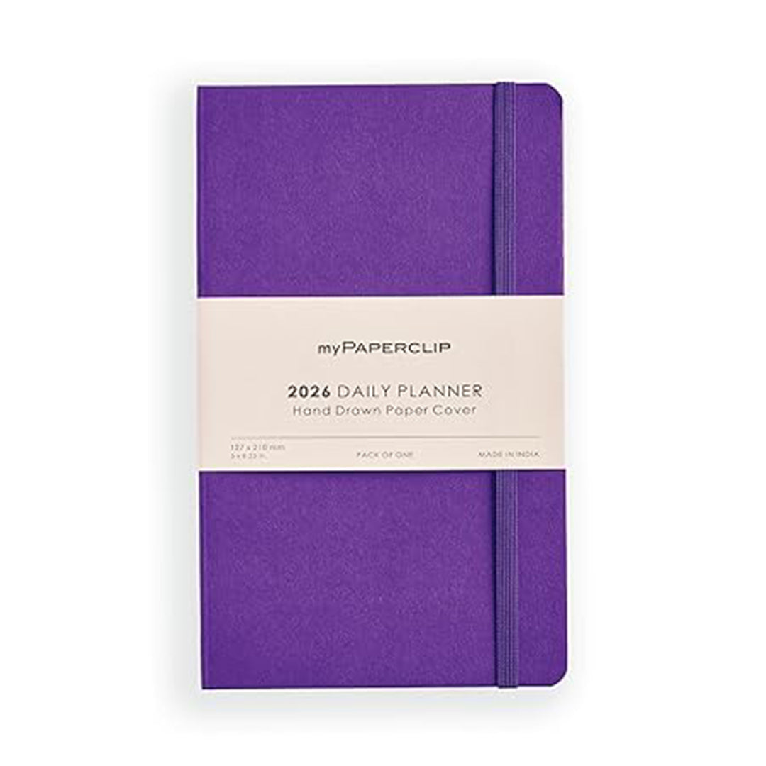 myPAPERCLIP 2026 Daily Planner M1 | Medium Size | AmethystSoft Cover | 384 Pages, 80 GSM | Amethyst