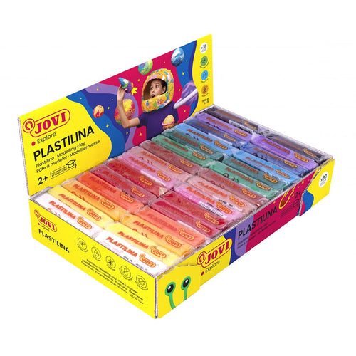 Jovi Plastilina Multicolour Non-Drying Non-Toxic Modelling Clay for Art & Craft Pack of 30 Bars 50gms Each (15 Colour 2 Each) Fine Motor Skills, Moulding, Pottery Sculpting Project Work with Dough