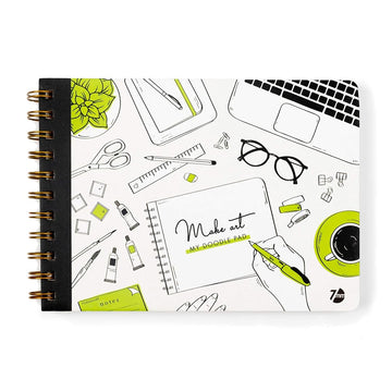 7mm Between the Lines | Doodle Pad | Spiral Art Journal | Sketch Pad | Olive | Pack of 2