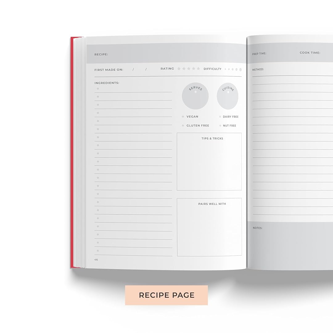 7mm Between the Lines | Recipe Journal | A5 Size | 4 Sticker Sheets | Hardbound and Laminated | Spoonfuls of Love | Green