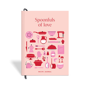 7mm Between the Lines | Recipe Journal | A5 Size | 4 Sticker Sheets | Hardbound and Laminated | Spoonfuls of Love | Pink