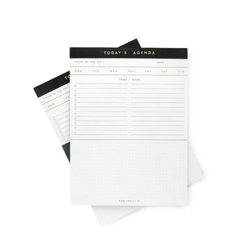 7mm Between the Lines | Today's Agenda | Notepad | Pack of 2 | Black