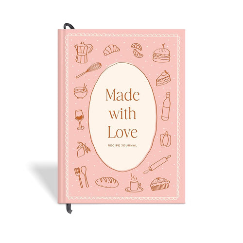 7mm Recipe Journal | A5 Size | 4 Sticker Sheets | Hardbound and Laminated | Made with Love | Light Pink