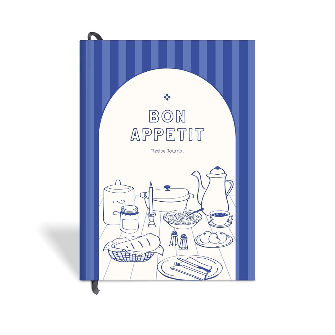 7mm Recipe Journal | Bon Appetit | A5 Size | 4 Sticker sheets | Blue