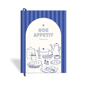 7mm Recipe Journal | Bon Appetit | A5 Size | 4 Sticker sheets | Blue