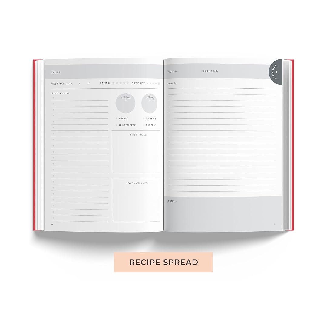 7mm Recipe Journal | Bon Appetit | A5 Size | 4 Sticker sheets | Brown