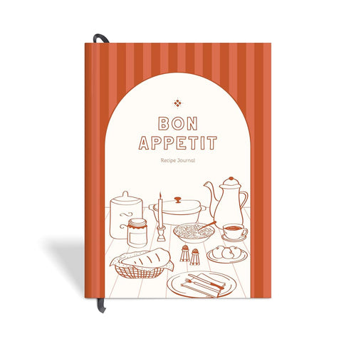 7mm Recipe Journal | Bon Appetit | A5 Size | 4 Sticker sheets | Brown